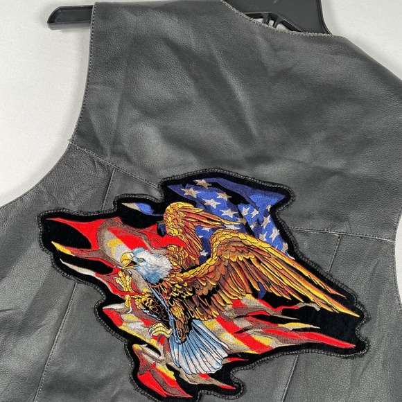 Highway Hawks Leather Biker Vest Patches American‎ Flag Eagle 2XL - Picture 1 of 10